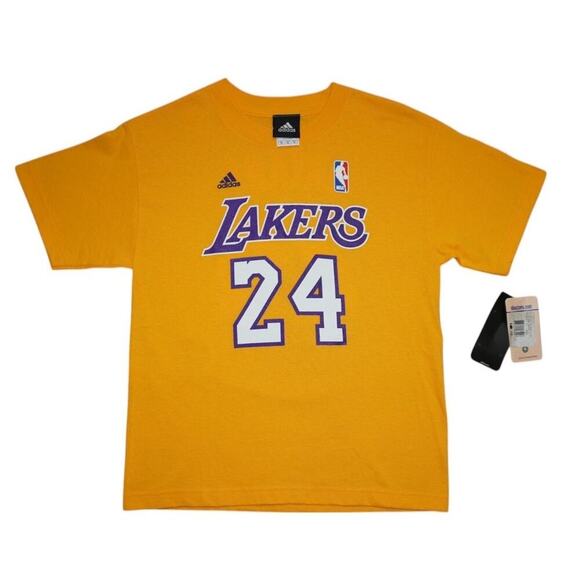 Kobe Bryant T Shirt Youth Large Yellow Adidas Lakers #24 Minor Flaws - Picture 1 of 6